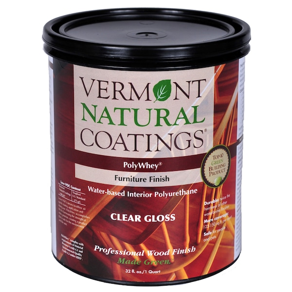 Vermont Natural Coatings PolyWhey Gloss Clear Water-Based Furniture Finish 1 qt 900105 - main